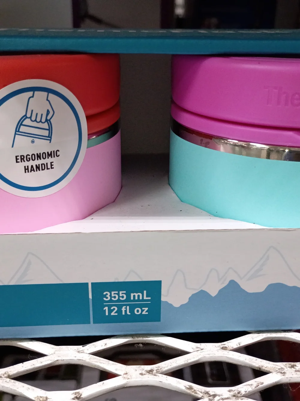 2 Pink and Coral Ergonomic Handle Lunch Container And Purple And Blue